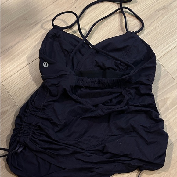 lululemon athletica dark purple open back workout top - Picture 2 of 3